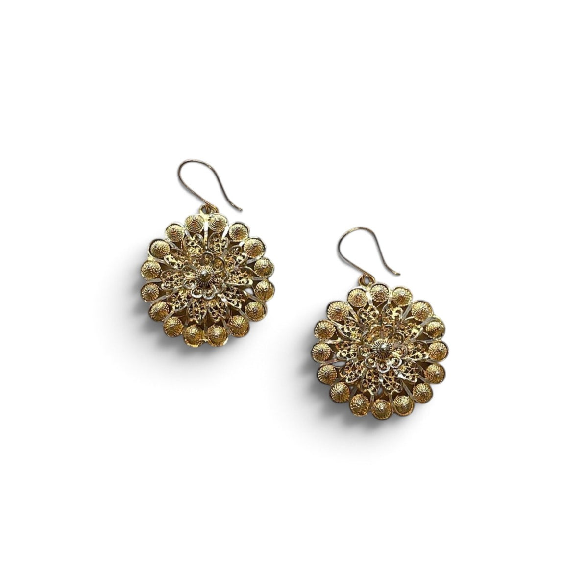 Antique Cannetille Floral Drop Earrings
