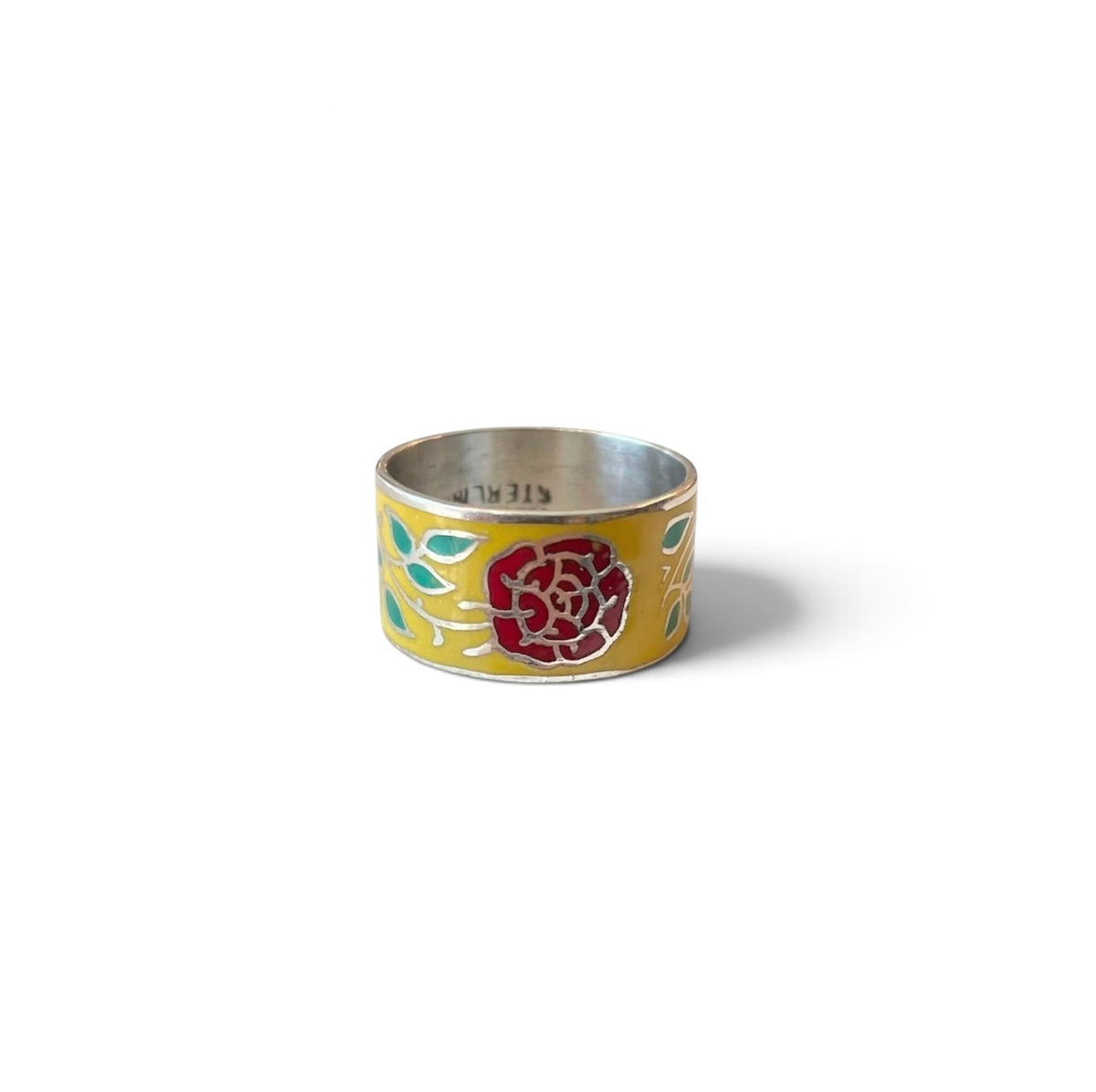 Vintage Enamel Rose Ring