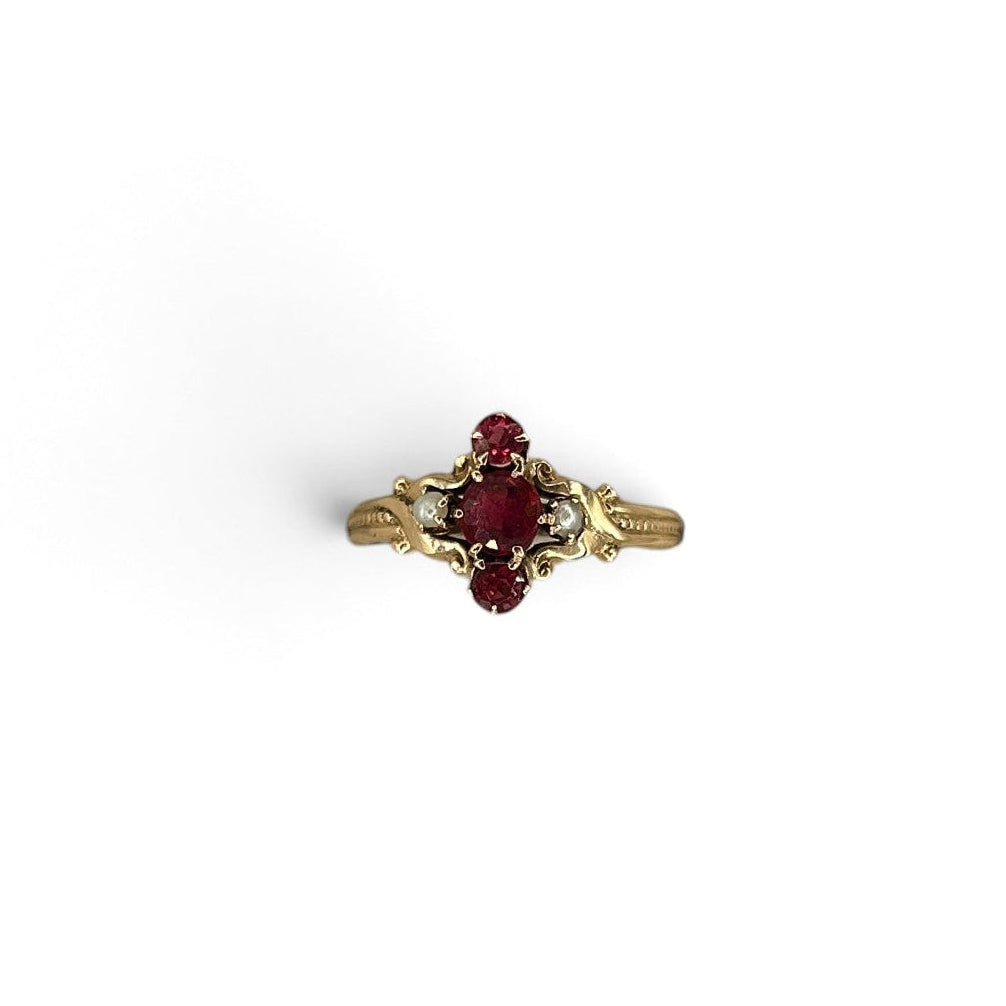 Antique Ruby and Pearl Ring