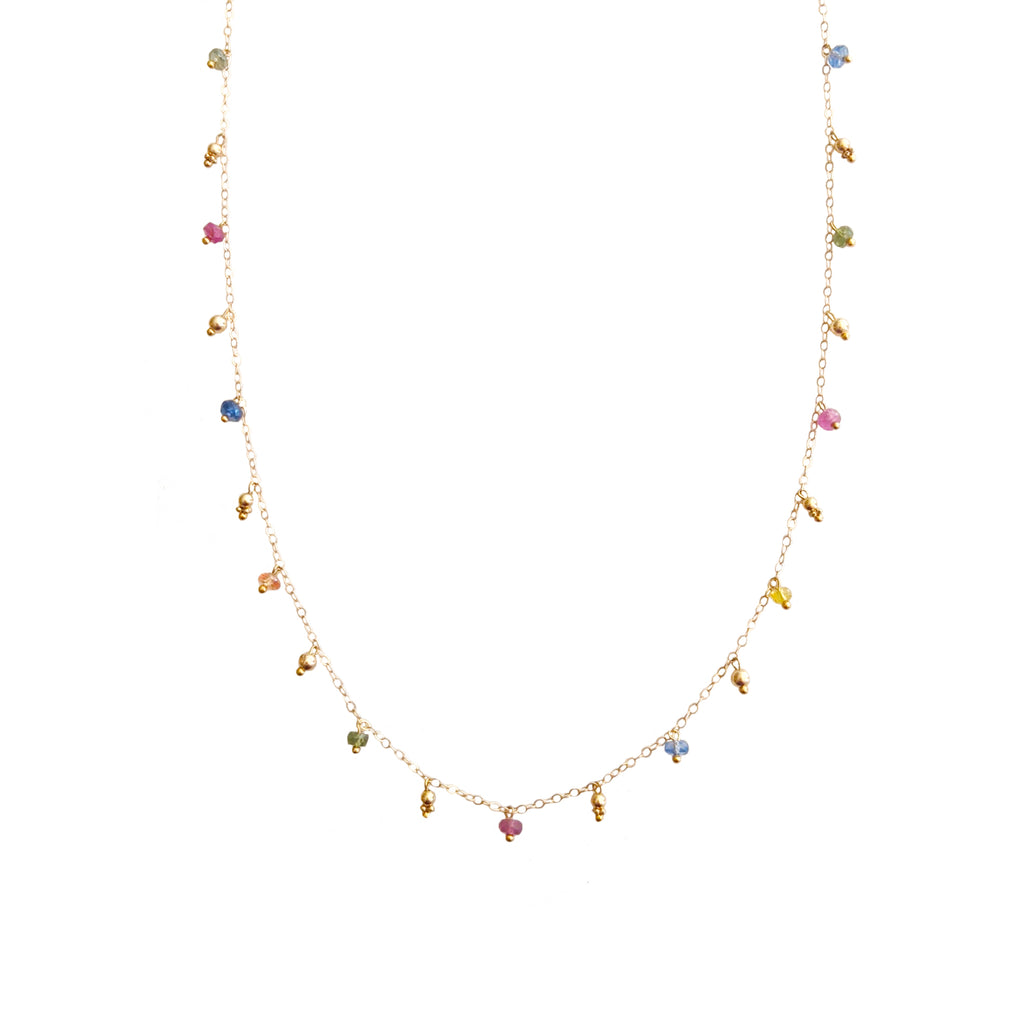 14k Simple Chain Necklace w. Gemstones