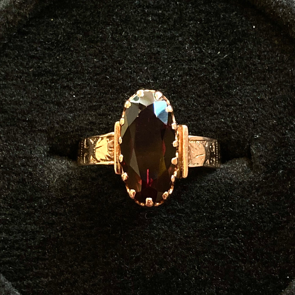 Antique Victorian Oval Bohemian Garnet Ring
