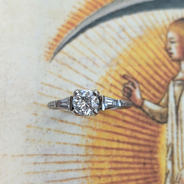 The Wheat Engagement Ring w. Tapered Baguettes