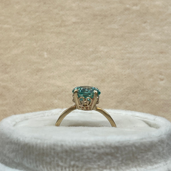 Teal Sapphire Solitaire Ring