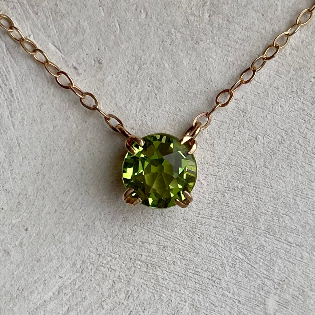 10% OFF! 14k Peridot Solitaire Necklace