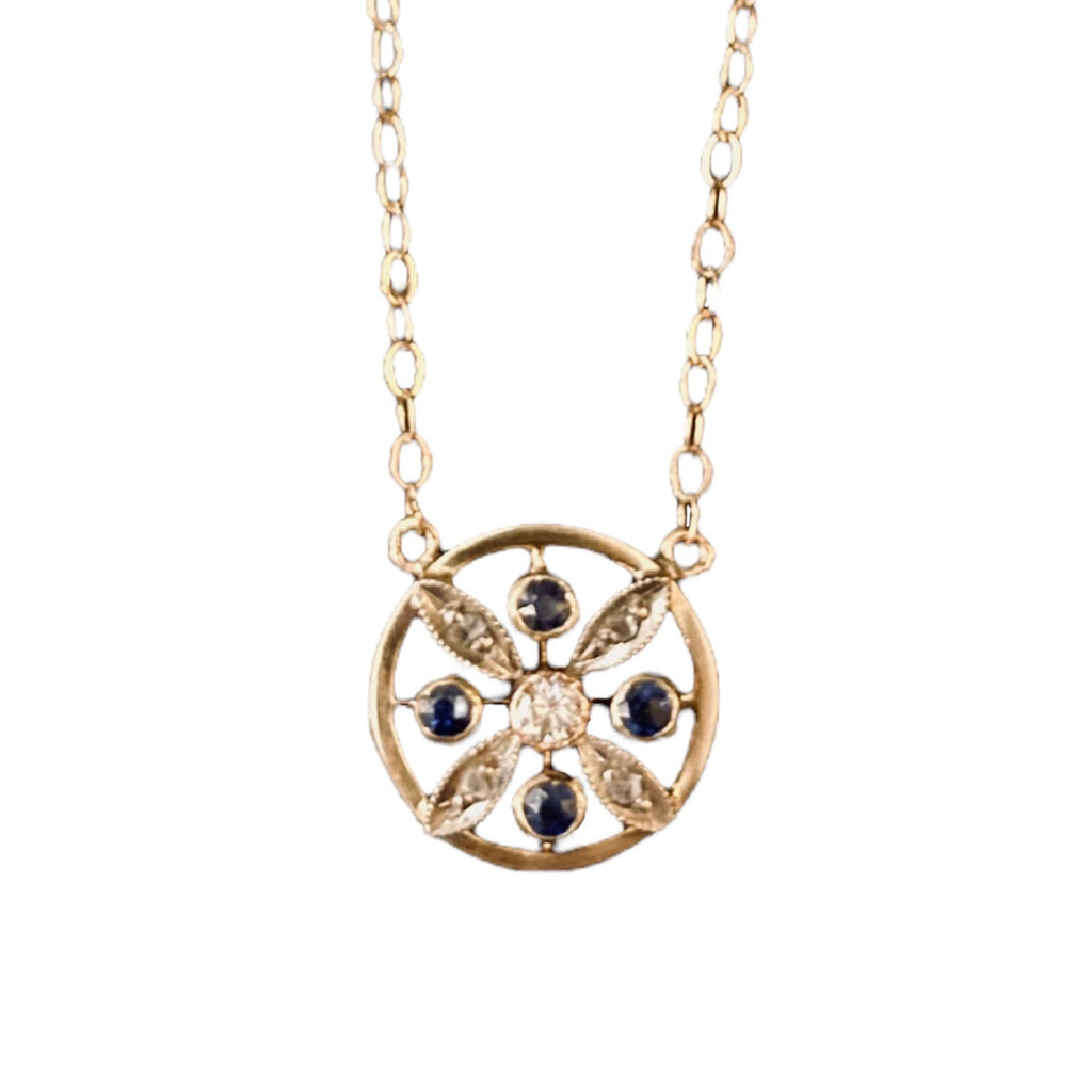 Geometric Sapphire & Diamond Necklace