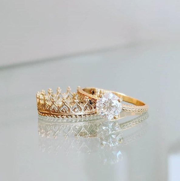 Vintage Crown Moissanite Engagement Ring Set Art Deco Floral White Gold  Round Cut Wedding Ring Set for Women Unique Milgrain Vine Ring Sets - Etsy  | Western engagement rings, Fairytale engagement rings,