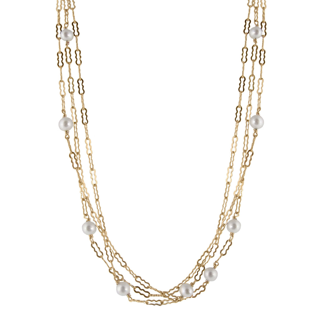 Triple Chain Gemstone Necklace