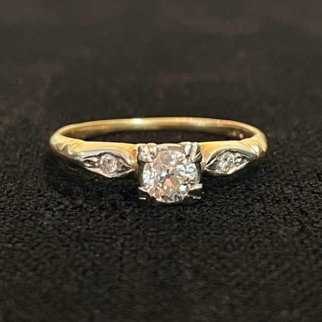 Art Deco Diamond Ring with Accented Shoulders