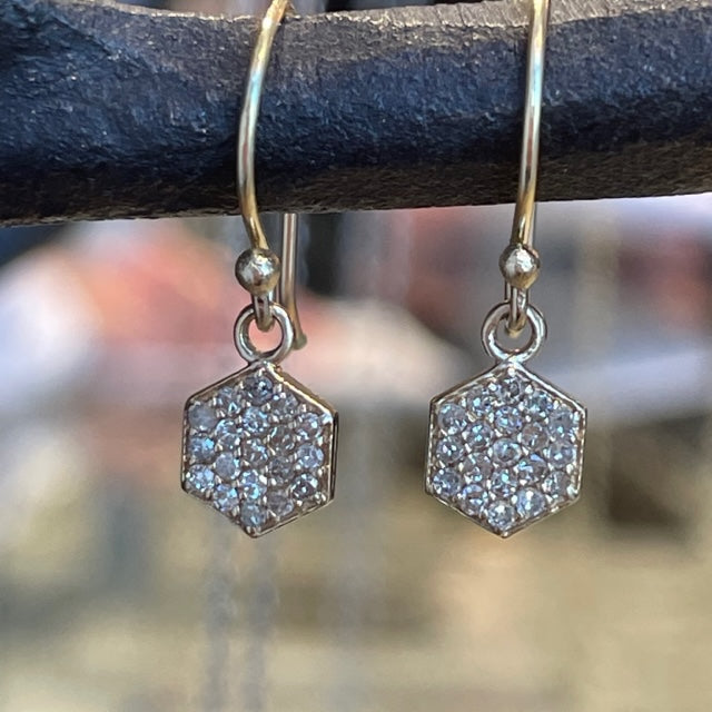 Diamond Pave Hexagon Earrings