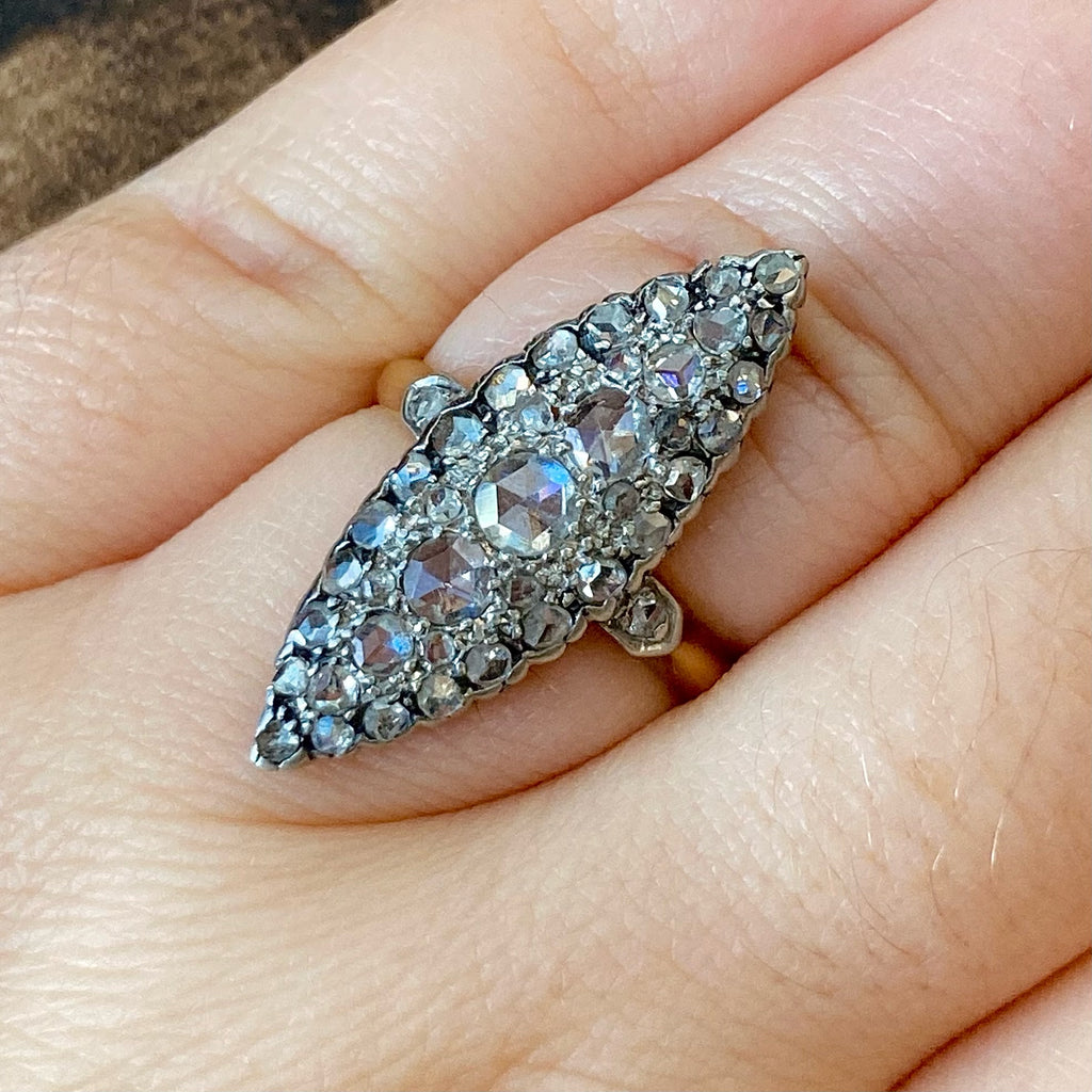 Check out the flash on that old mine cut diamond! ⚡️ This exceptional Georgian  era diamond, pearl, and turquoise ring is a marvel to ... | Instagram