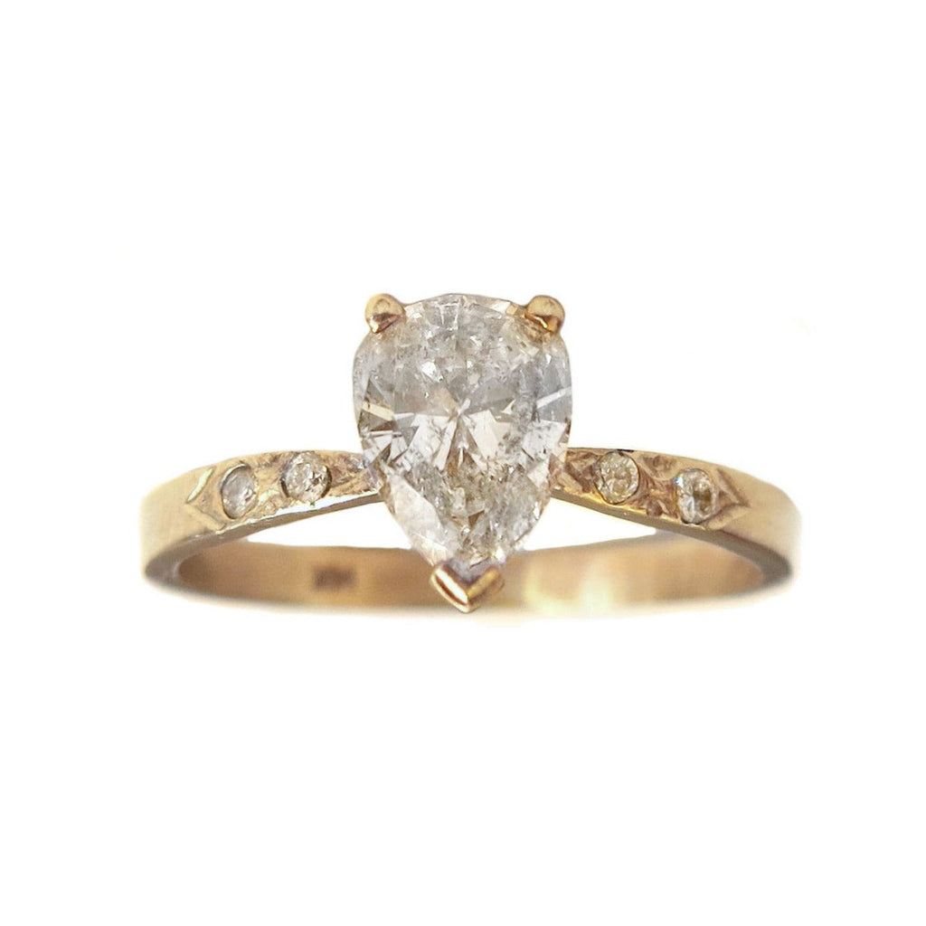 The Celestial Solitaire Engagement Ring w. Pear-cut Diamond