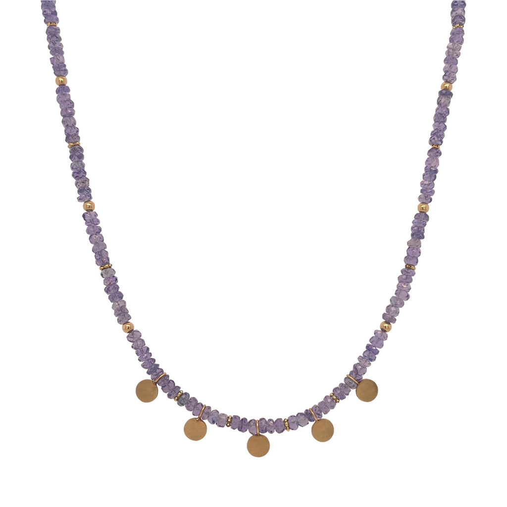 Tanzanite & Sequin Beaded Necklace