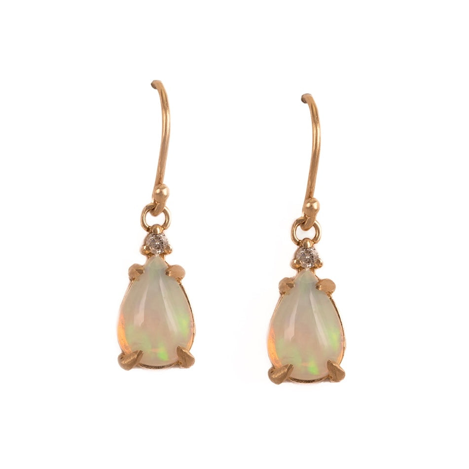 Pear-cut Opal and Diamond Earrings