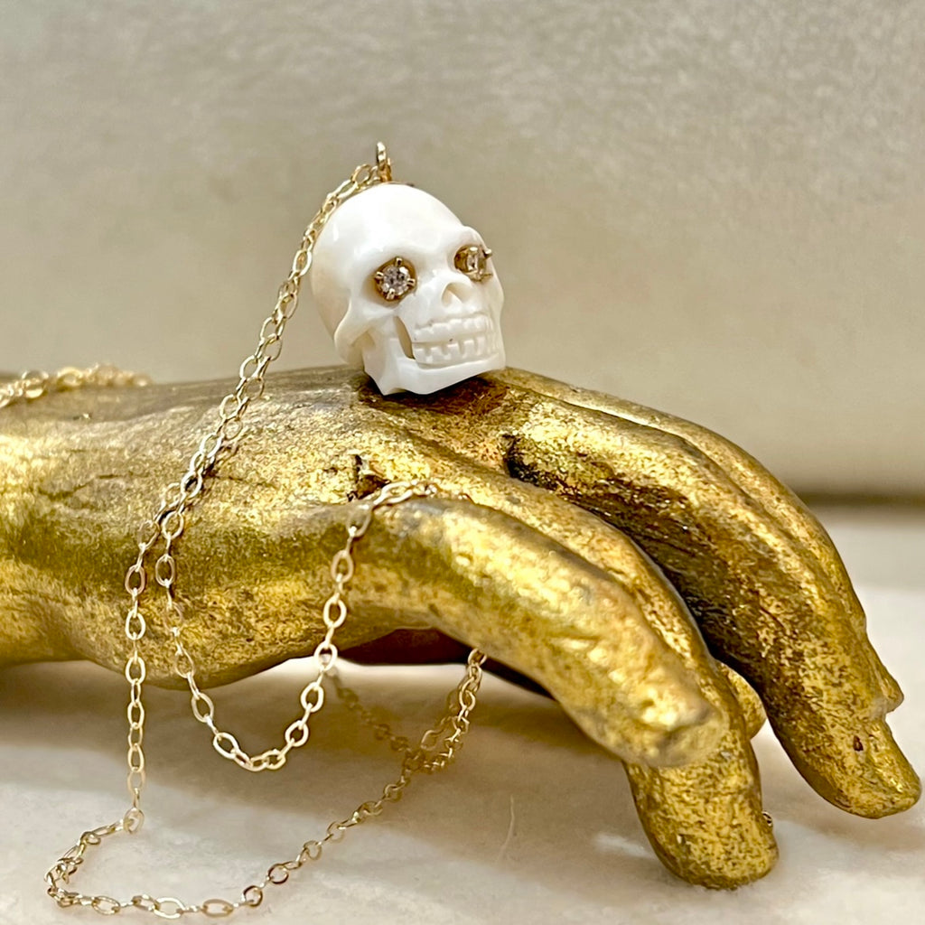 Victorian Skull Necklace w. Diamond Eyes – Rebekah Brooks Jewelry