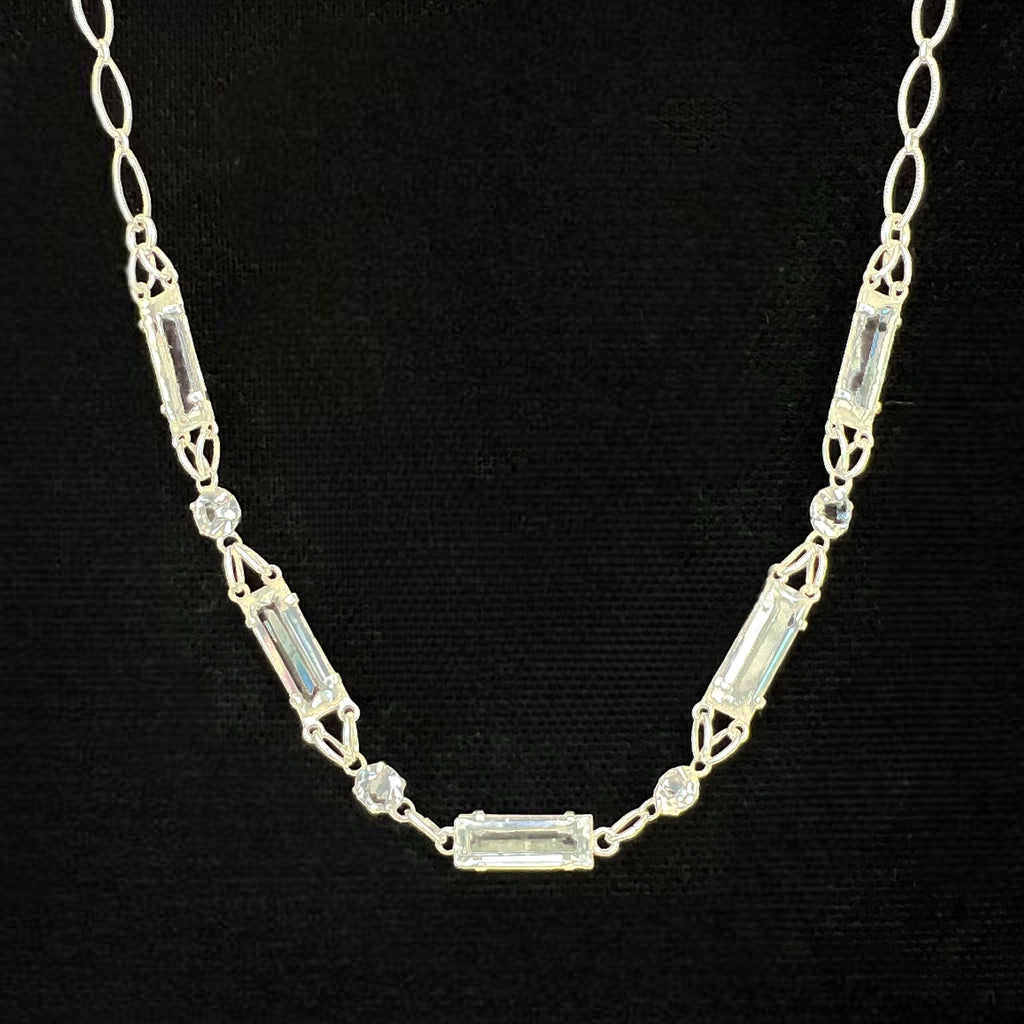 Antique Sterling Silver and Paste Necklace