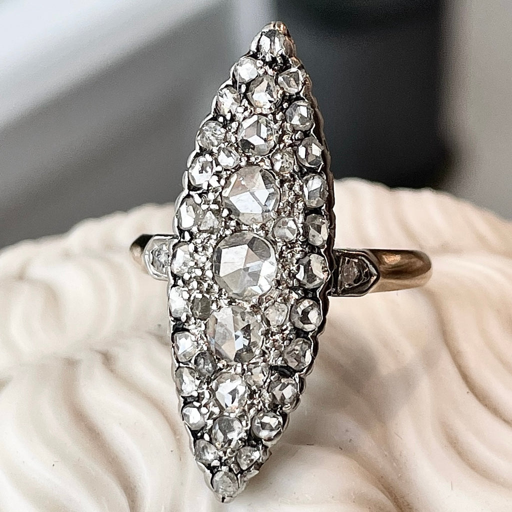 Antique Georgian Diamond Ring 18k Gold Silver Heart Bow Crown French (7230)  | eBay