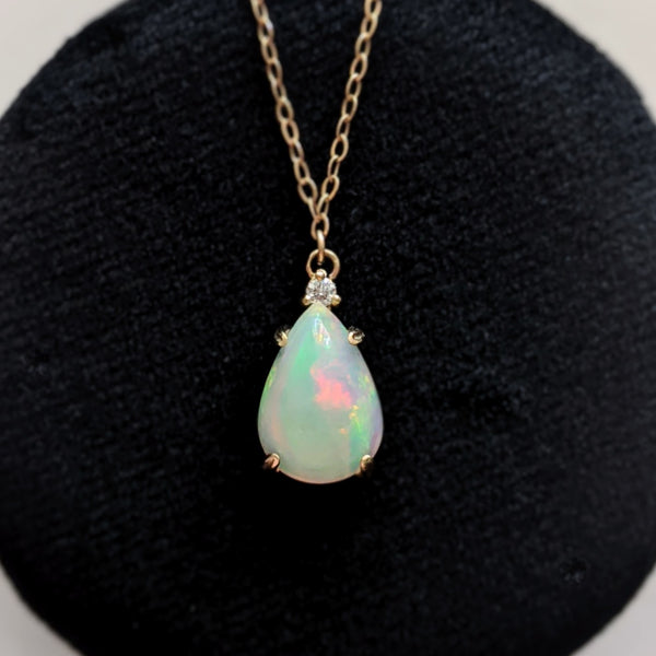 Pear-cut Opal and Diamond Necklace