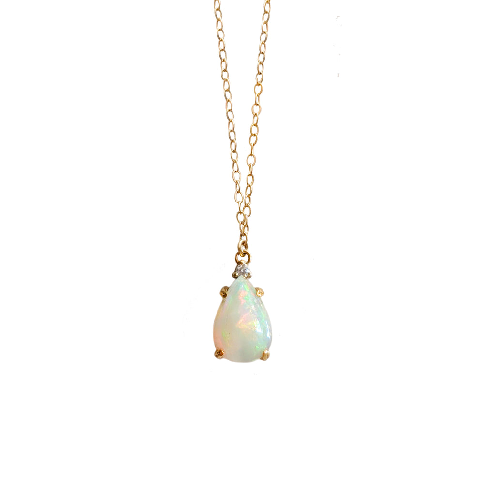 Pear-cut Opal and Diamond Necklace