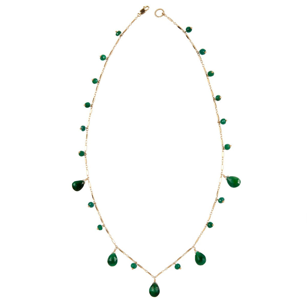 Briolette Drop Necklace w. Precious Gemstones