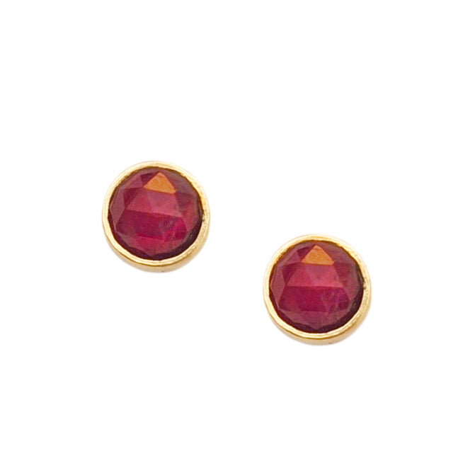 14k Rose-Cut Ruby Stud Earrings