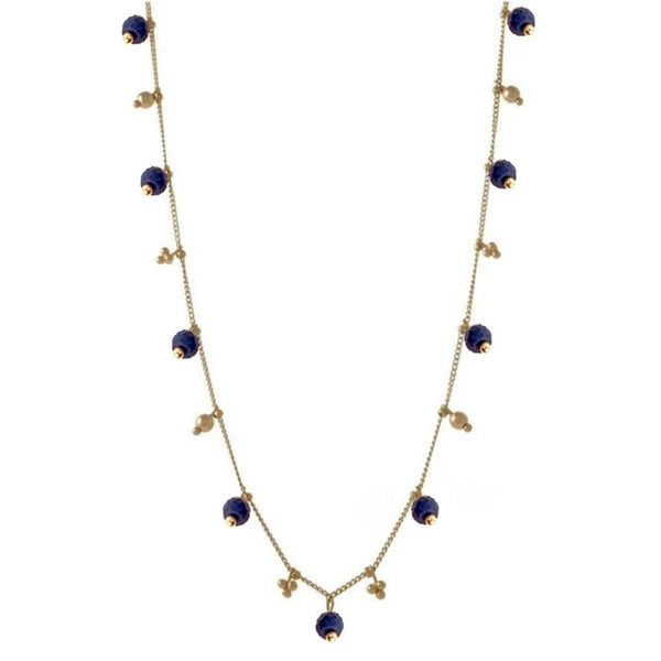 Simple Chain Necklace w. Precious Gemstones